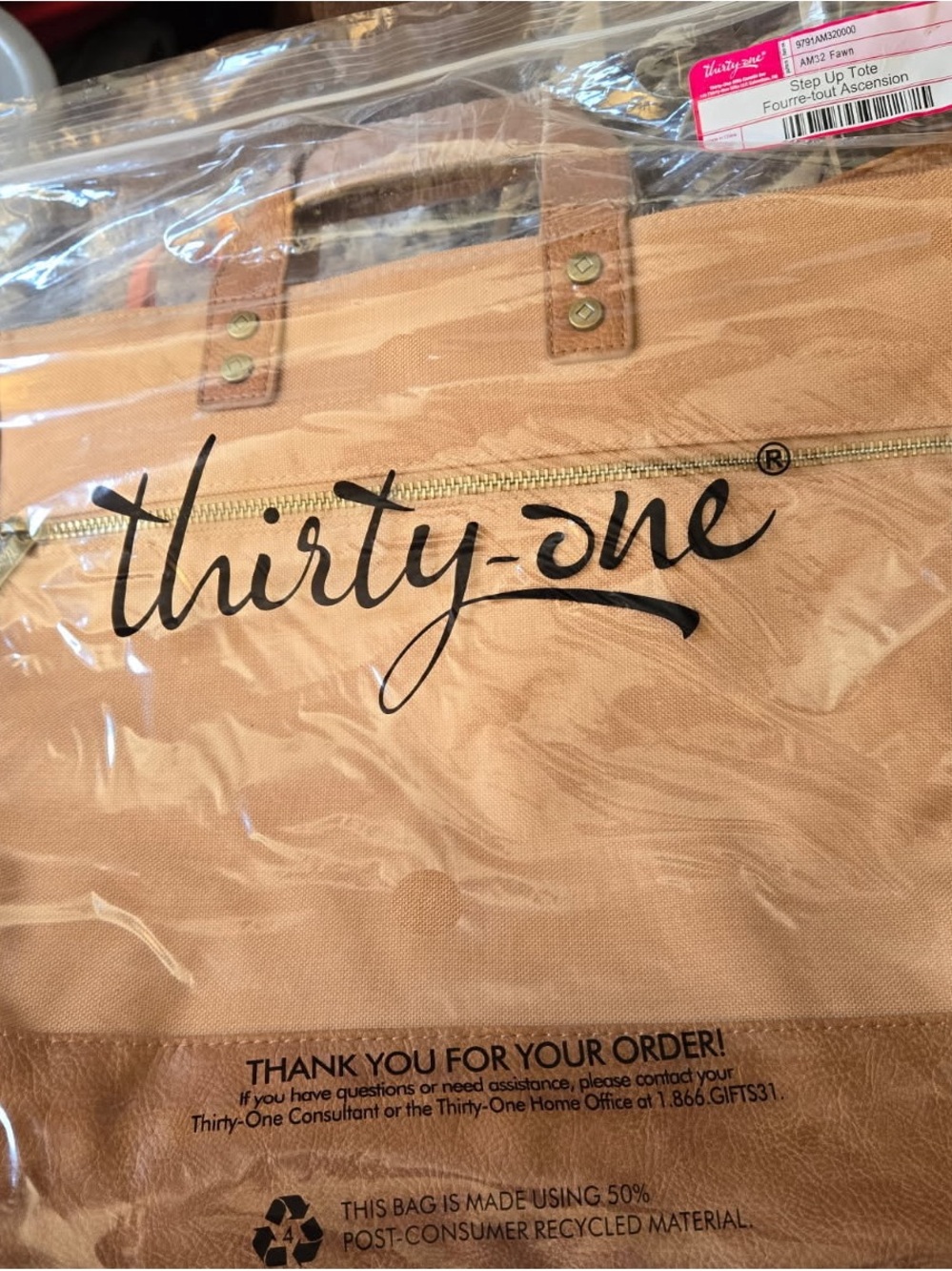 Thirty-One Step Up Tote in Camel